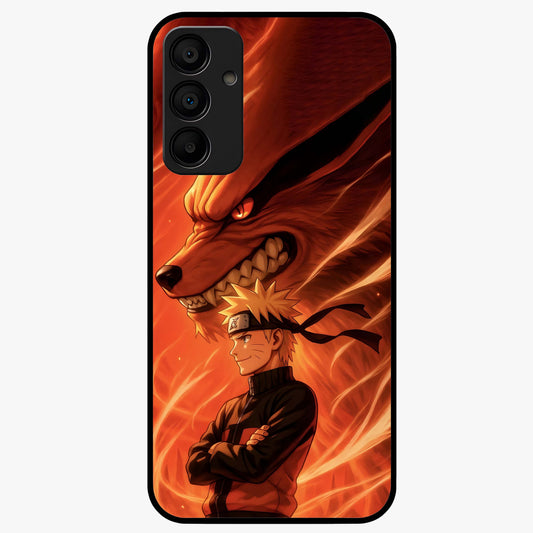 Nine Tails Legacy Glass Case showing flat back view with powerful nine-tailed fox inspired artwork and glossy glass finish.