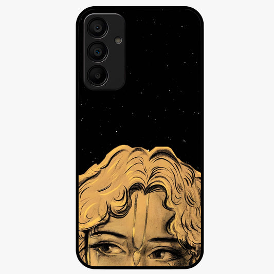 Shri Krishna Art Glass Case showing flat back view with devotional Krishna artwork and glossy glass finish.