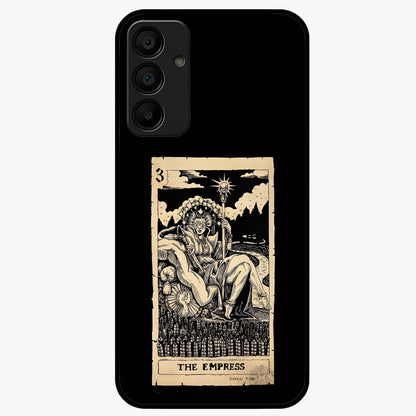 The Empress Glass Case showing flat back view with regal feminine artwork and glossy glass finish.