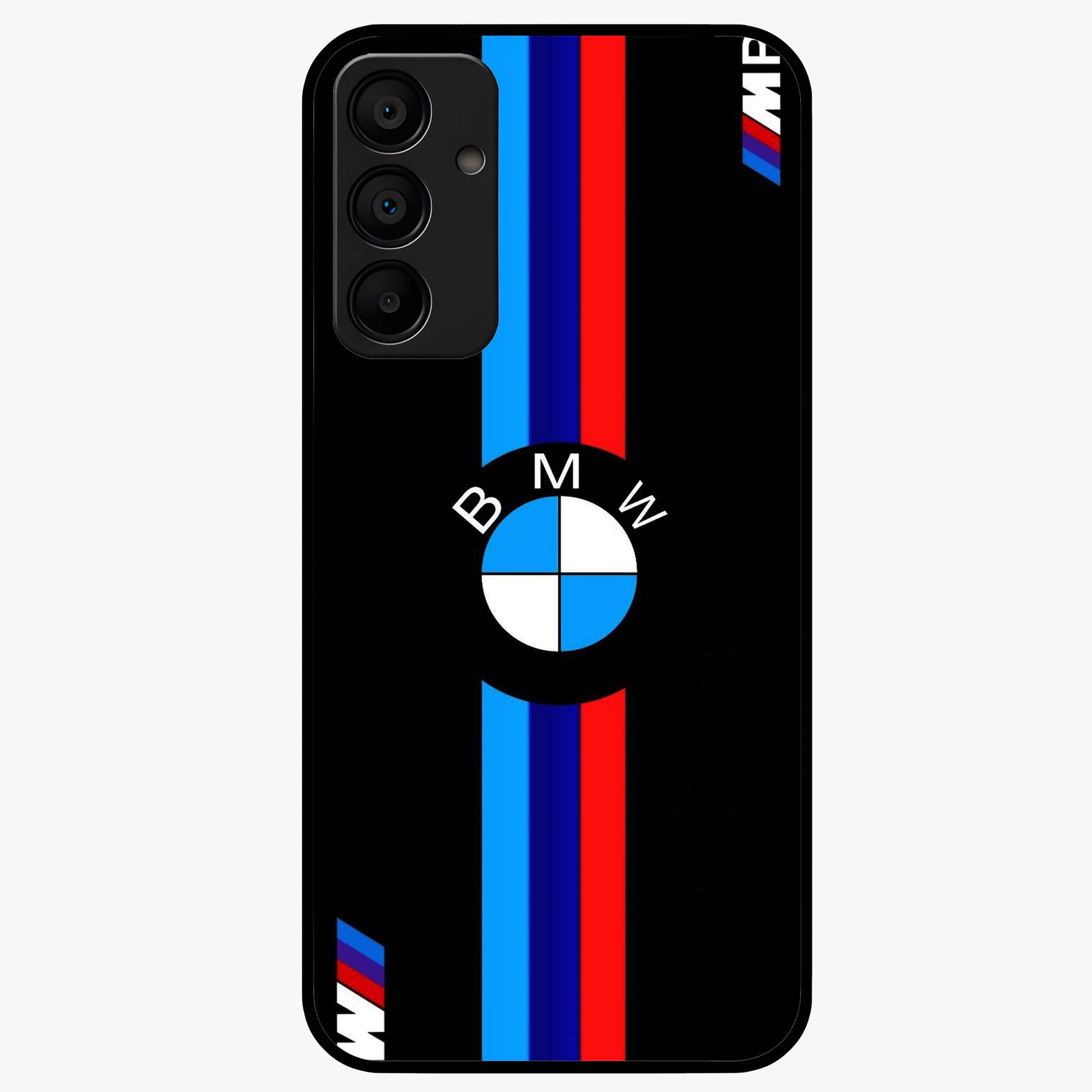 Turbo BMW Beast Glass Case showing flat back view with high performance sports car artwork and glossy glass finish.