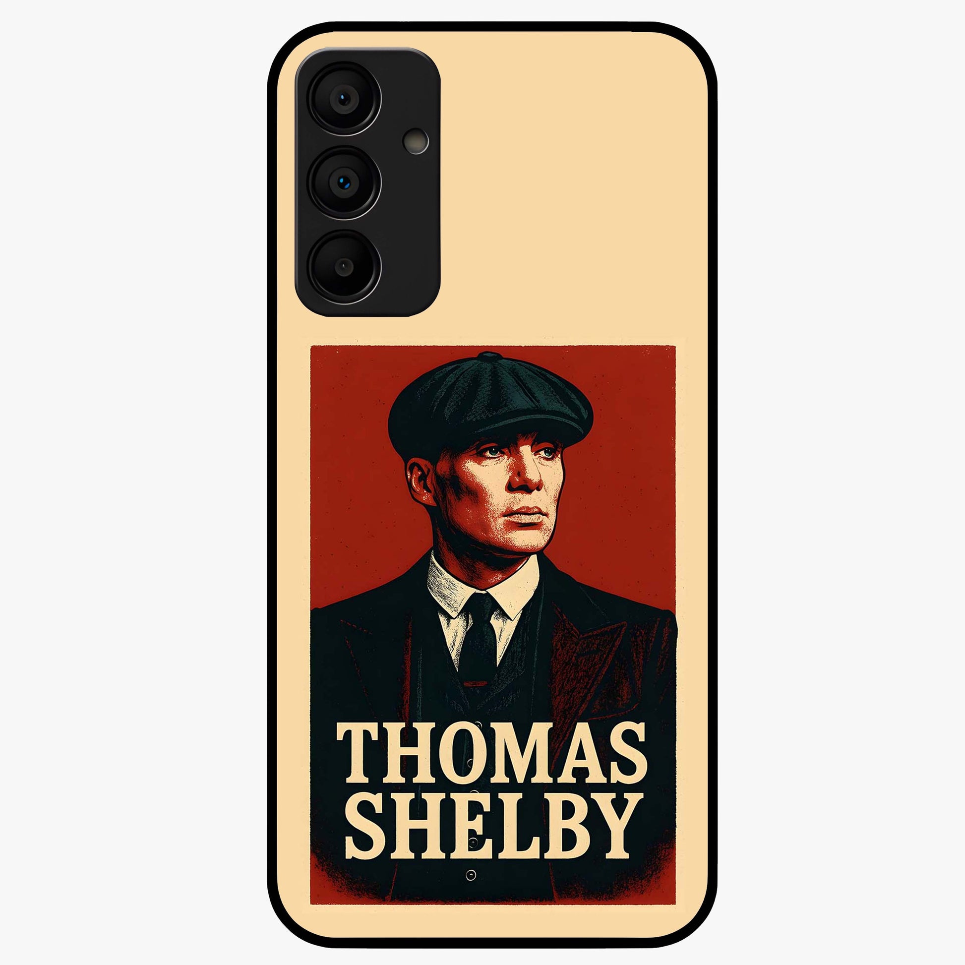 Vintage Mafia Authority Glass Case showing flat back view with bold vintage mafia inspired artwork and glossy glass finish.