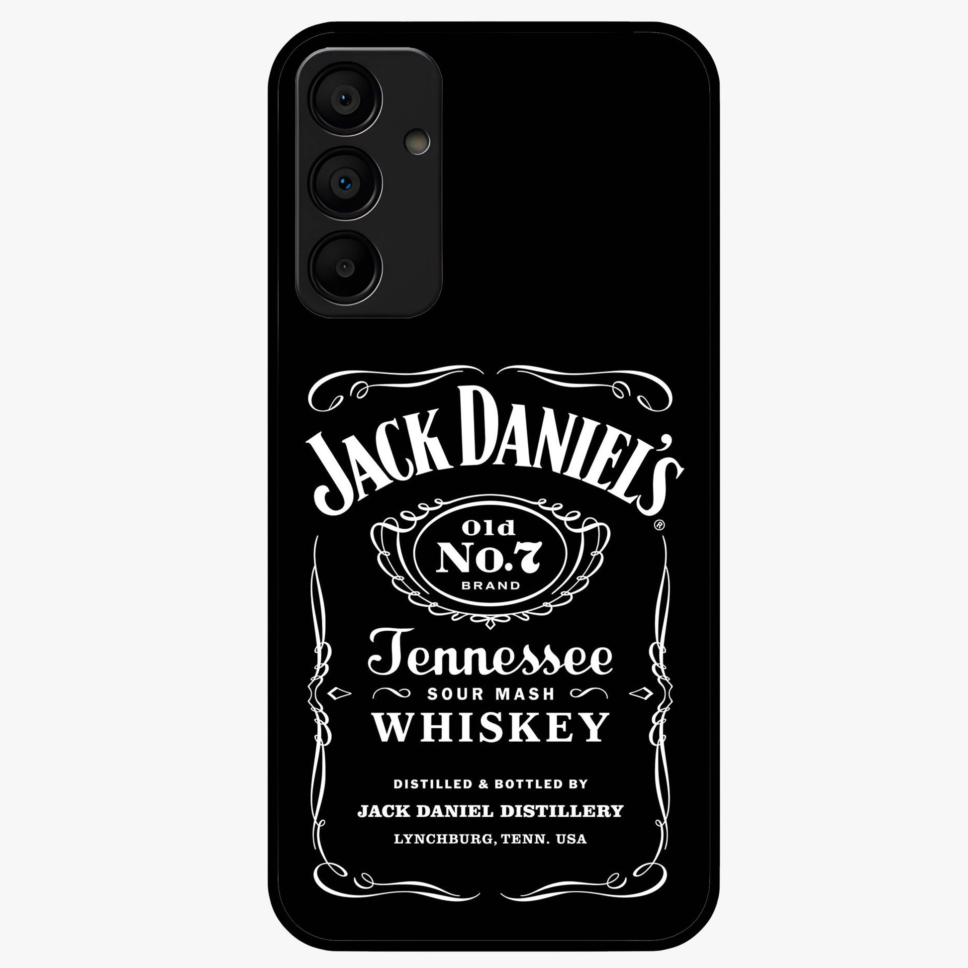 Vintage Whiskey Heritage Glass Case showing flat back view with classic whiskey inspired artwork and glossy glass finish.