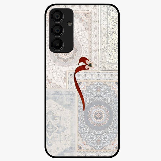 White Aesthetic Bow Glass Case showing flat back view with minimal bow artwork and glossy glass finish.