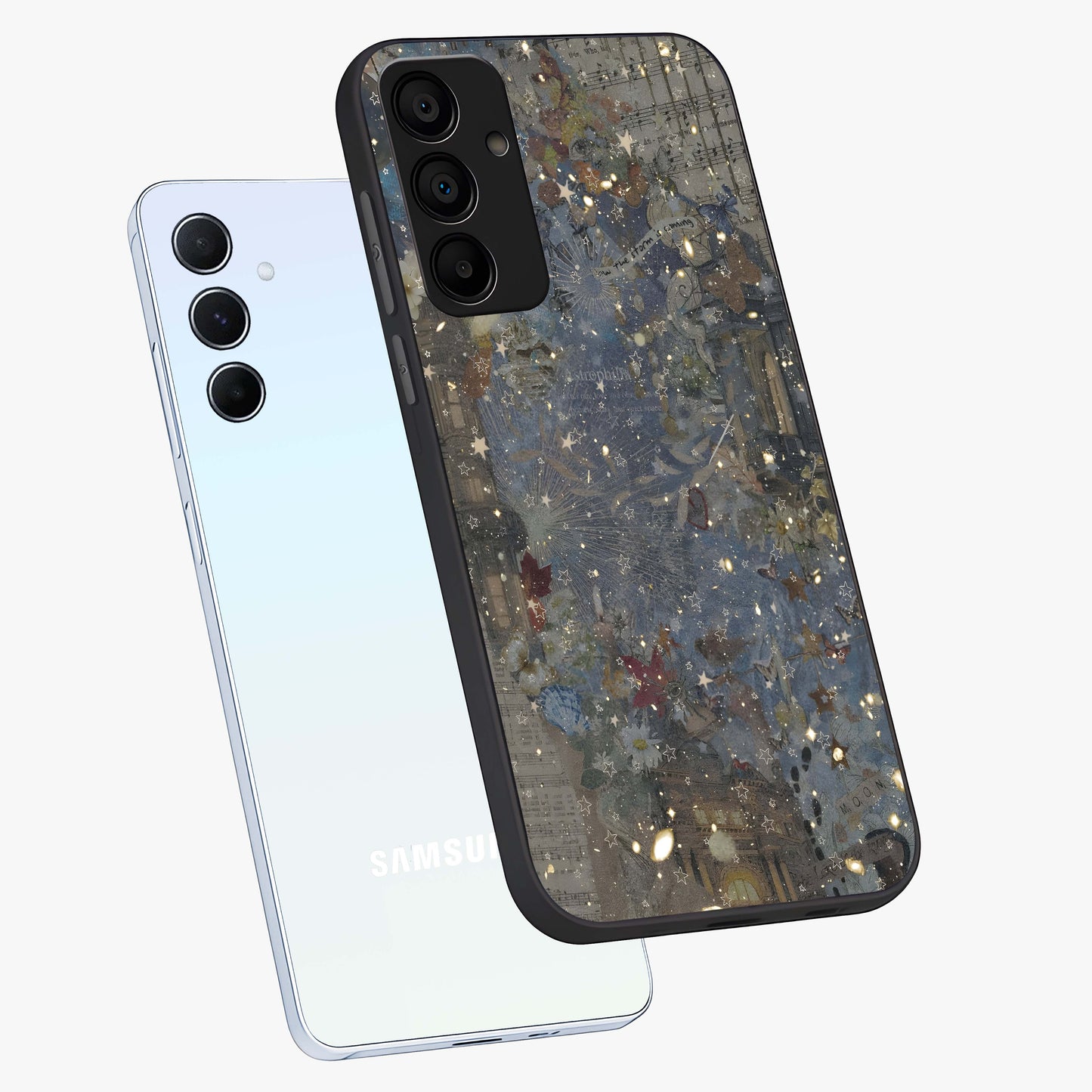 Aesthetic Astrolophia Glass Case displayed in angled mockup highlighting artistic aesthetic elements and smooth glass surface.
