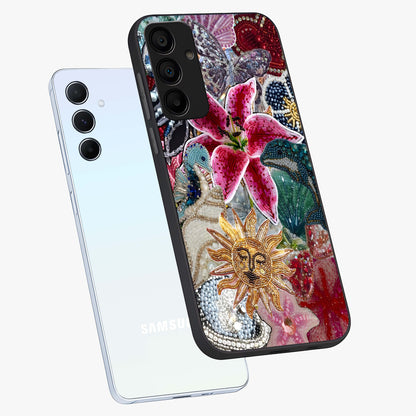 Beaded Garden Fantasy Glass Case displayed in angled mockup highlighting fantasy inspired floral bead pattern.