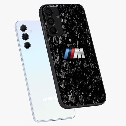 Carbon Speed Mark Glass Case displayed in angled mockup highlighting racing inspired carbon design and sleek aesthetic style.
