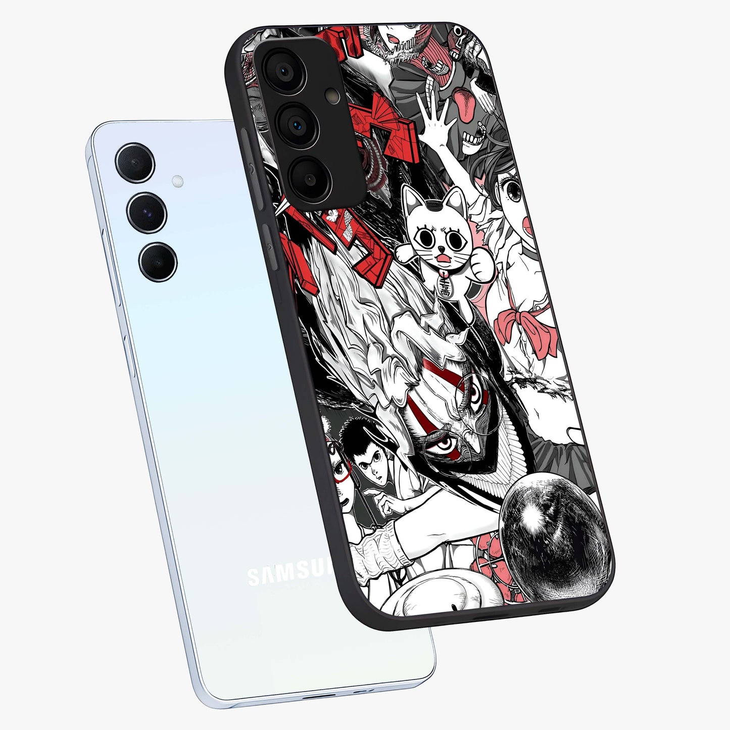 Crimson Chaos Panel Glass Case displayed in angled mockup highlighting chaotic panel style design with modern graphic theme.