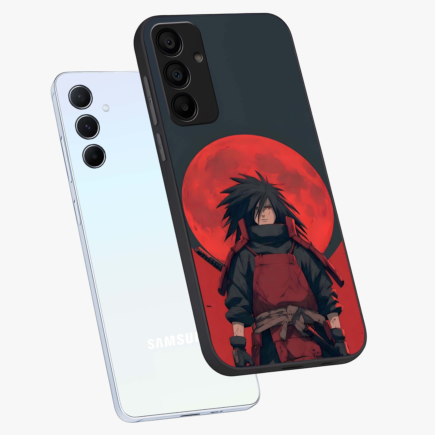 Crimson Moon Warlord Glass Case displayed in angled mockup highlighting dramatic crimson moon design with fantasy aesthetic.