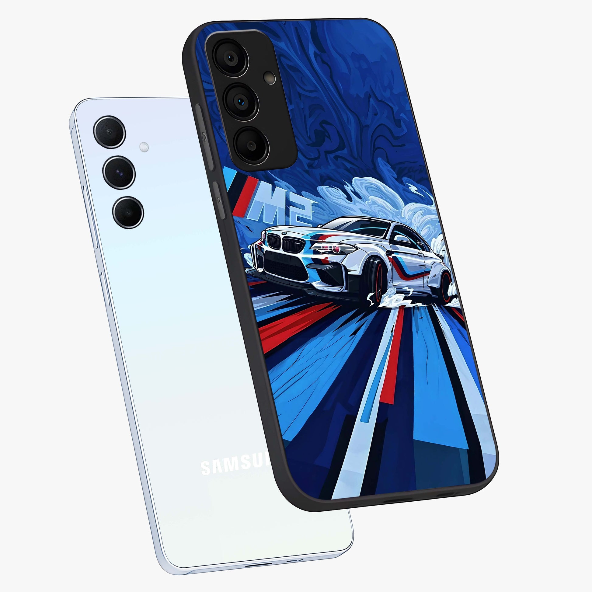 Drift Power Rush Glass Case displayed in angled mockup highlighting powerful drift car design with sporty aesthetic style.