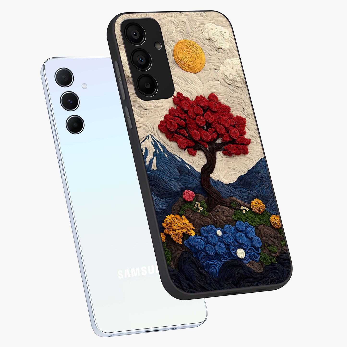Eternal Nature Tapestry Glass Case displayed in angled mockup highlighting detailed botanical pattern with artistic aesthetic.