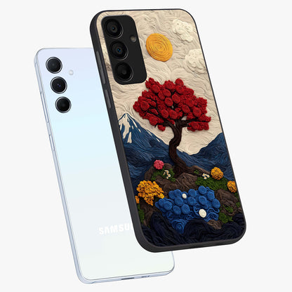 Eternal Nature Tapestry Glass Case displayed in angled mockup highlighting detailed botanical pattern with artistic aesthetic.
