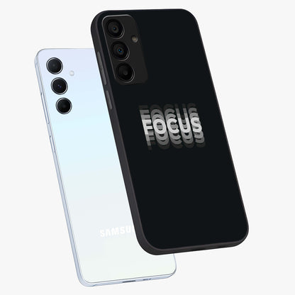 Focused Blade Discipline Glass Case displayed in angled mockup highlighting clean minimal text artwork with modern aesthetic style.