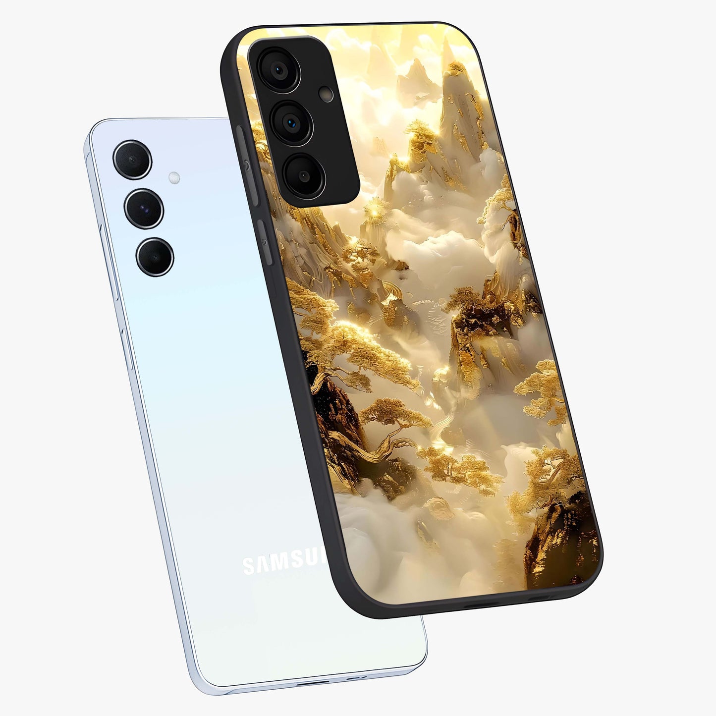 Gates Of Illumination Glass Case displayed in angled mockup highlighting radiant portal inspired design with fantasy aesthetic.