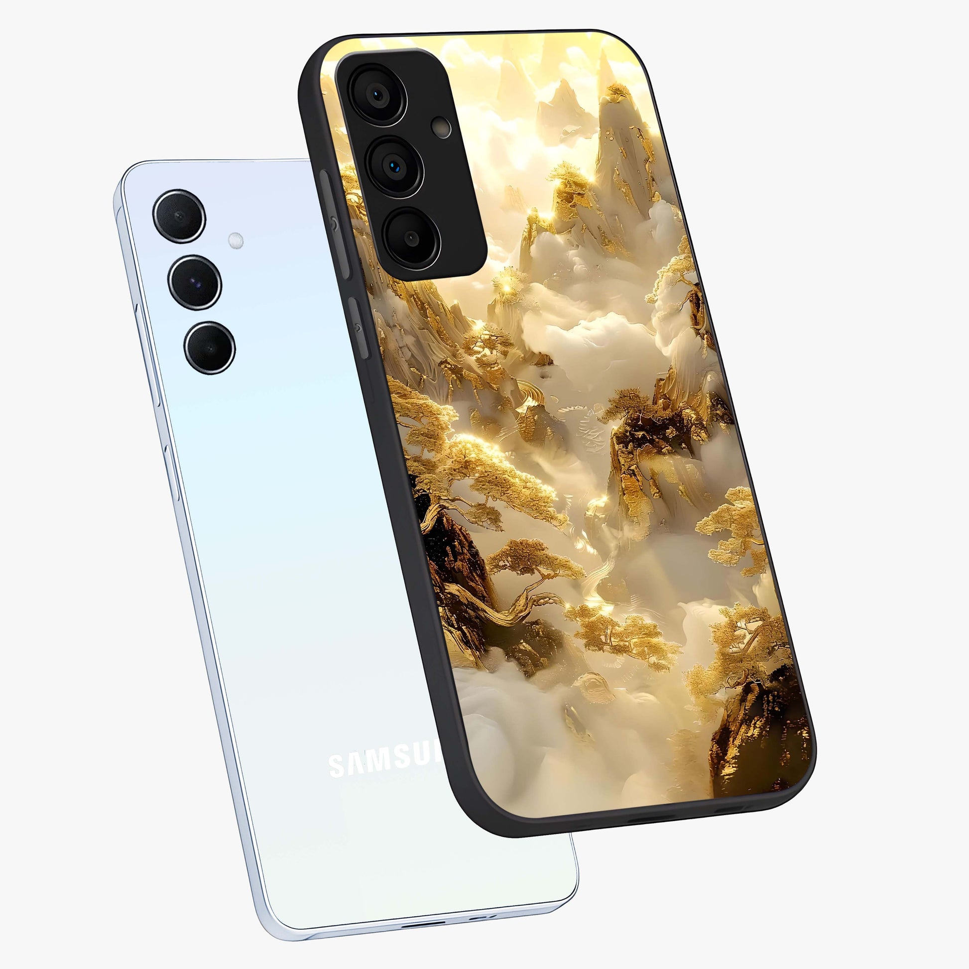Gates Of Illumination Glass Case displayed in angled mockup highlighting radiant portal inspired design with fantasy aesthetic.
