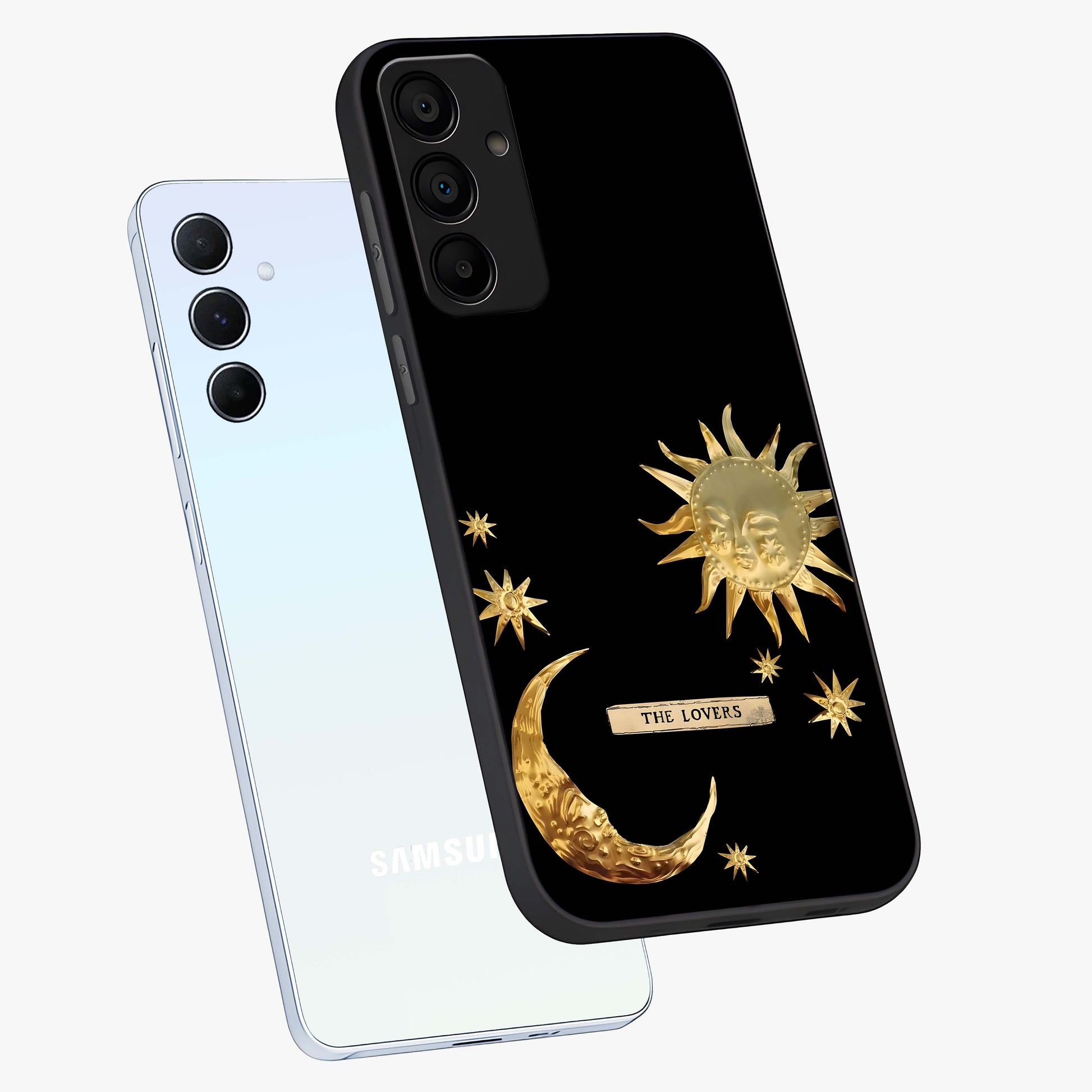 Gold Sun Blush Glass Case displayed in angled mockup highlighting radiant sun design with warm golden aesthetic.