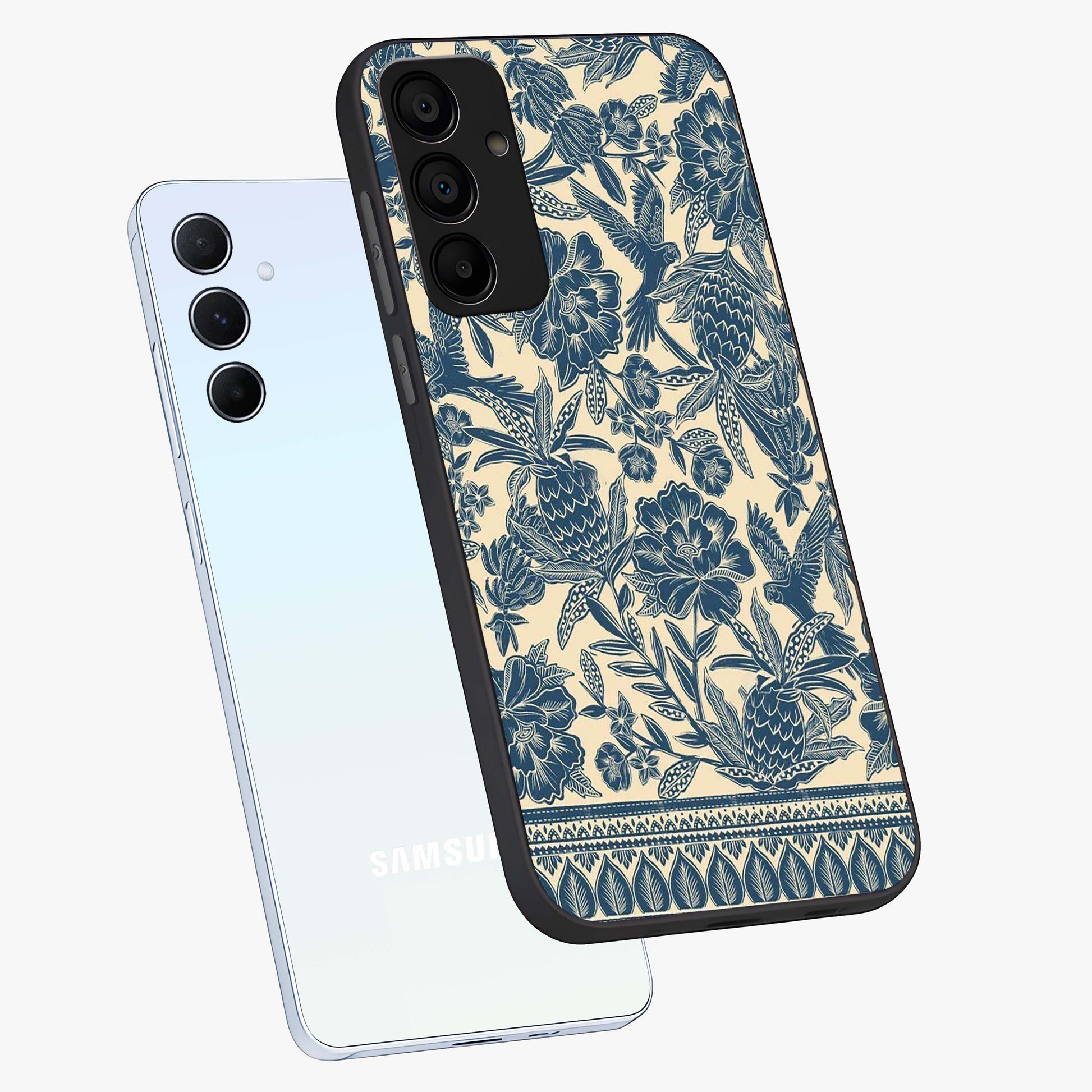 Heirloom Wild Bloom Glass Case displayed in angled mockup highlighting botanical bloom design with classic aesthetic style.