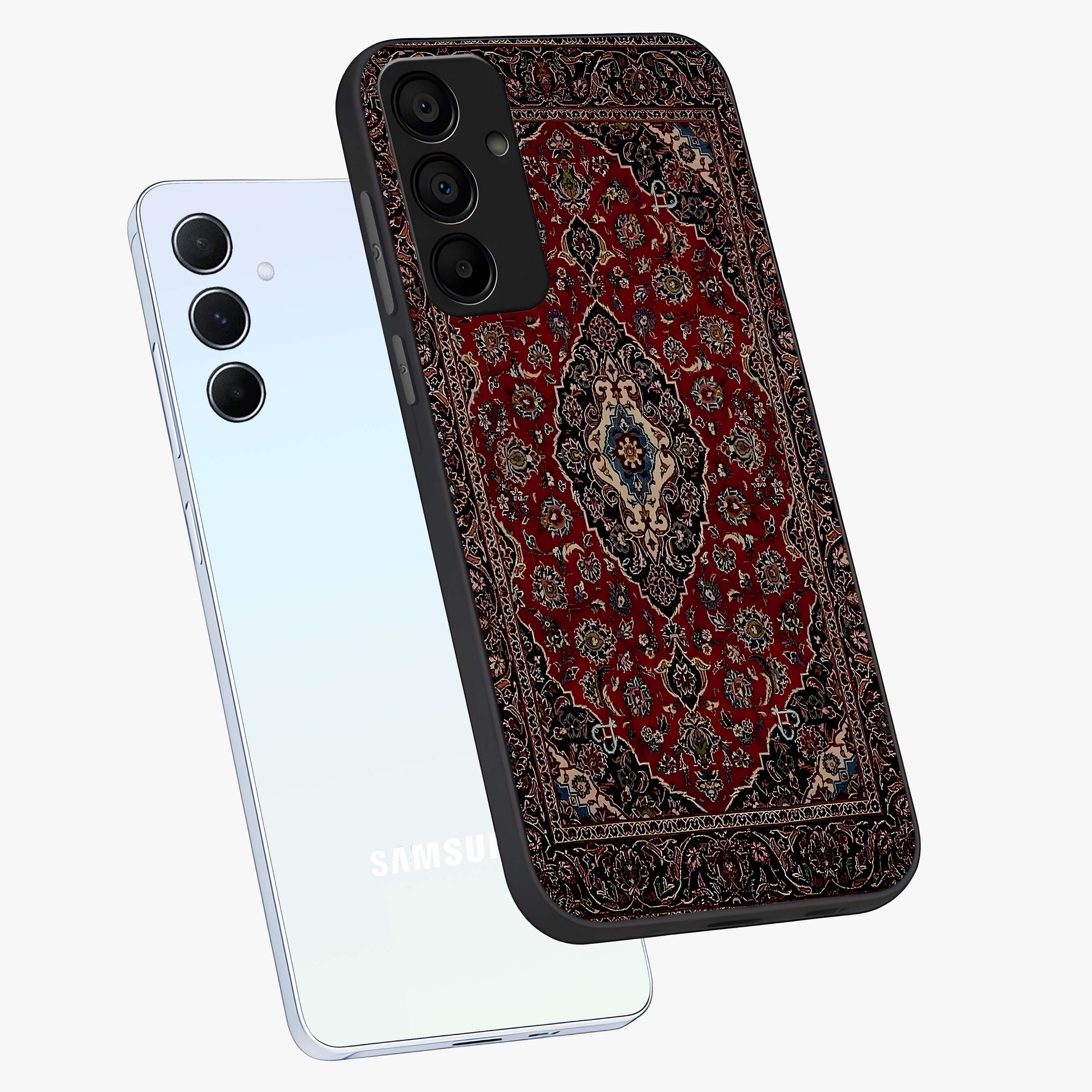 Heritage Carpet Royale Glass Case displayed in angled mockup highlighting intricate royal carpet design with heritage aesthetic.