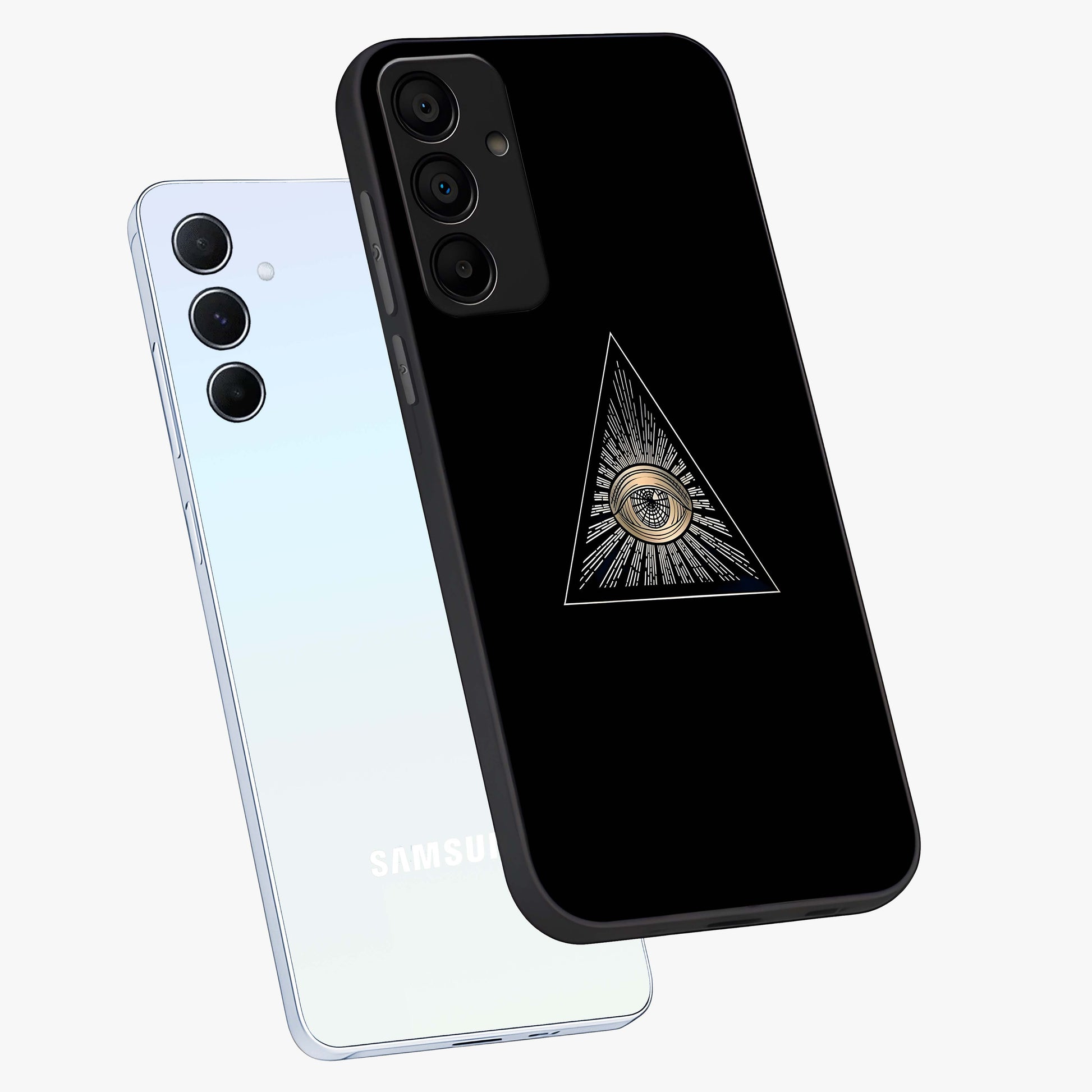 Illuminati Evil Glass Case displayed in angled mockup highlighting dark occult inspired design with bold aesthetic style.