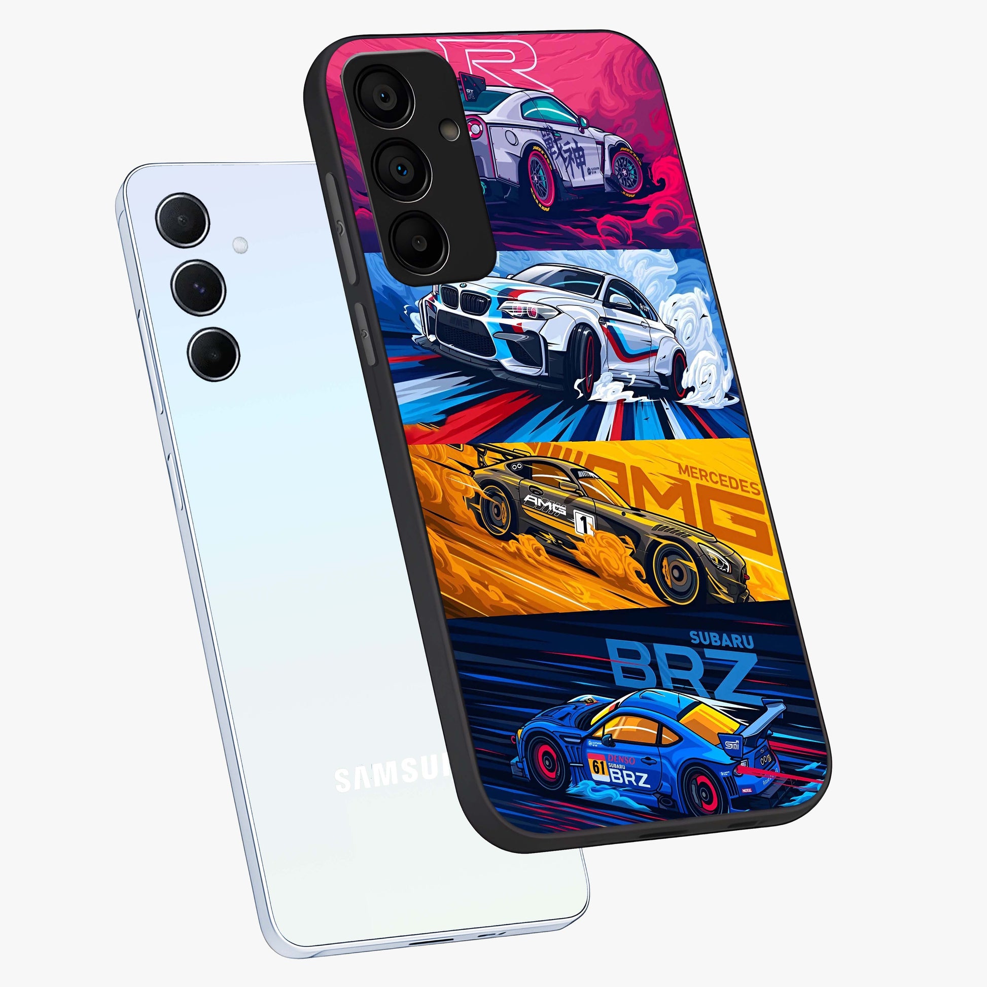 JDM Sports Car Glass Case displayed in angled mockup highlighting sleek Japanese racing car design with automotive aesthetic.