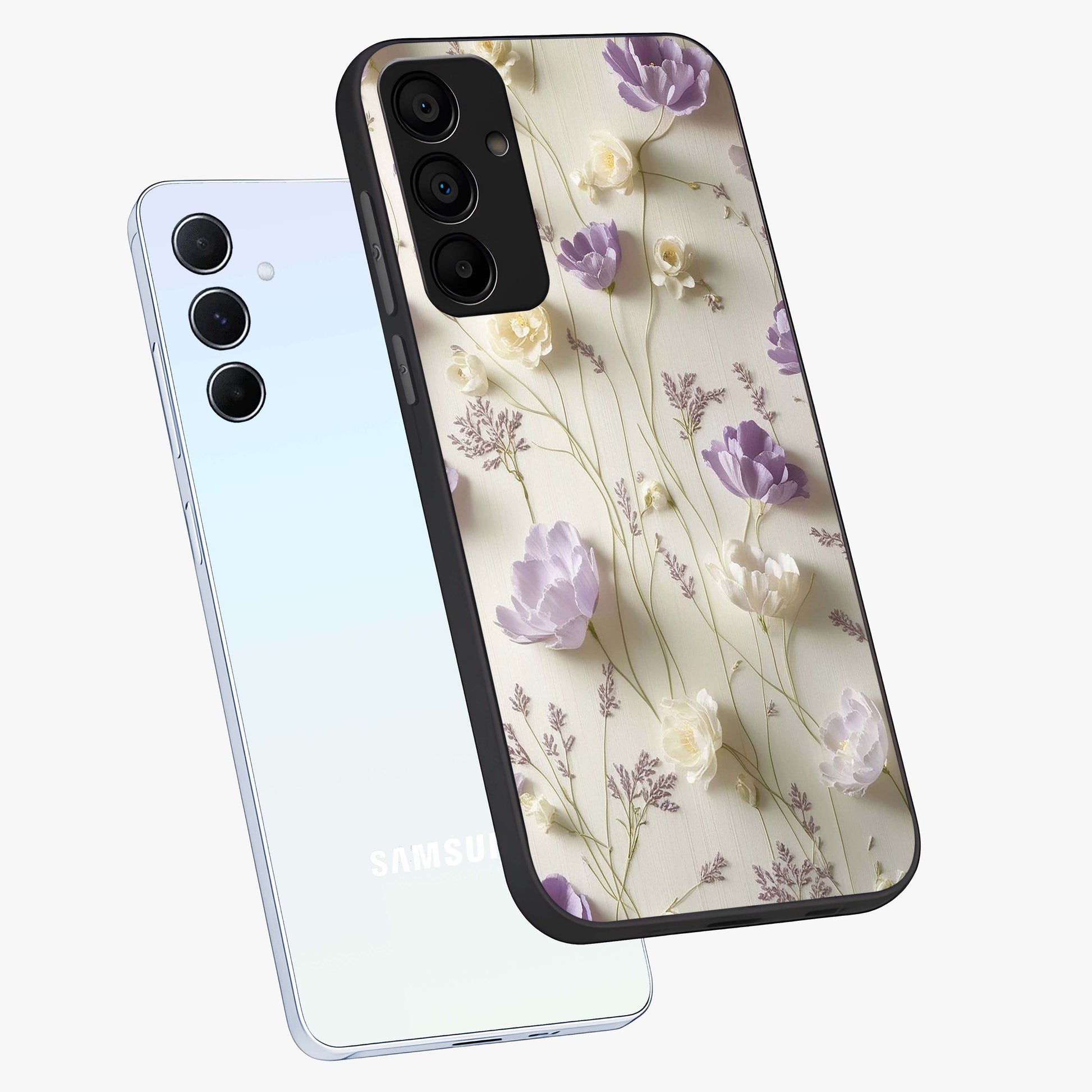 Lilac Breeze Harmony Glass Case displayed in angled mockup highlighting calm lilac breeze design with soothing aesthetic style.
