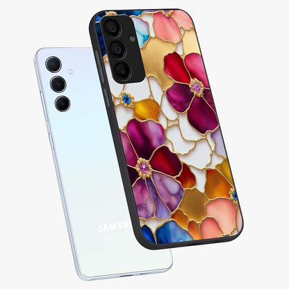 Marble Flower Pattern Glass Case displayed in angled mockup highlighting elegant marble floral design with modern aesthetic.