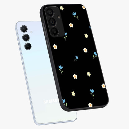 Minimal Petal Whispers Glass Case displayed in angled mockup highlighting delicate petal design with clean minimal aesthetic.