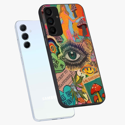 Mystic Eye Wonderland Glass Case displayed in angled mockup highlighting magical eye illustration with dreamy aesthetic.