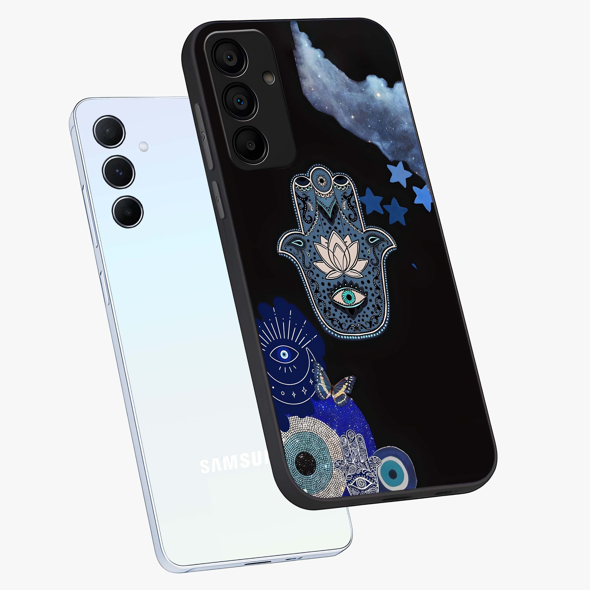 Mystic Hand Aura Glass Case displayed in angled mockup highlighting magical aura design with spiritual aesthetic style.