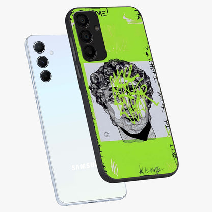 Neo Graffiti Rebellion Glass Case displayed in angled mockup highlighting urban street art design with rebellious aesthetic.