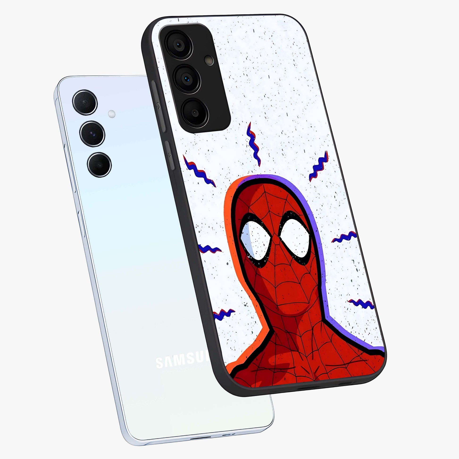 Omg Spiderman Glass Case displayed in angled mockup highlighting dynamic hero illustration with action comic aesthetic.