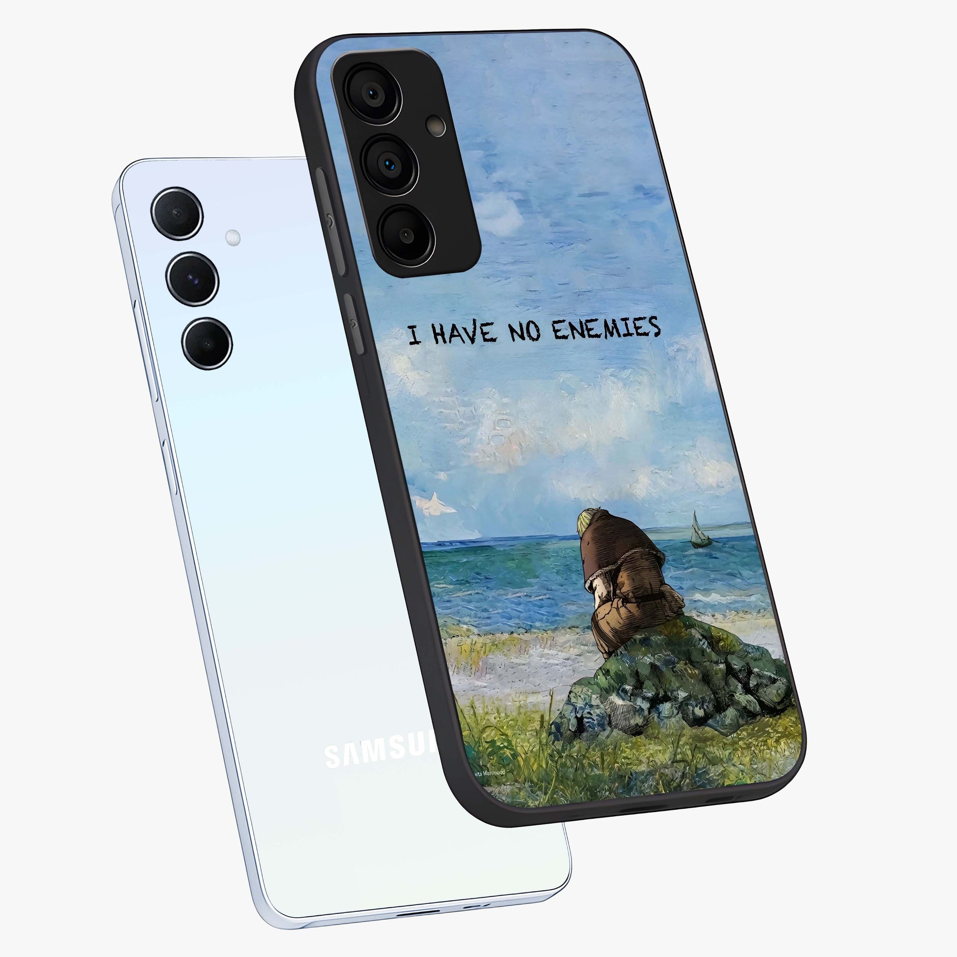 Peace Beyond War Glass Case displayed in angled mockup highlighting meaningful message design with artistic aesthetic style.