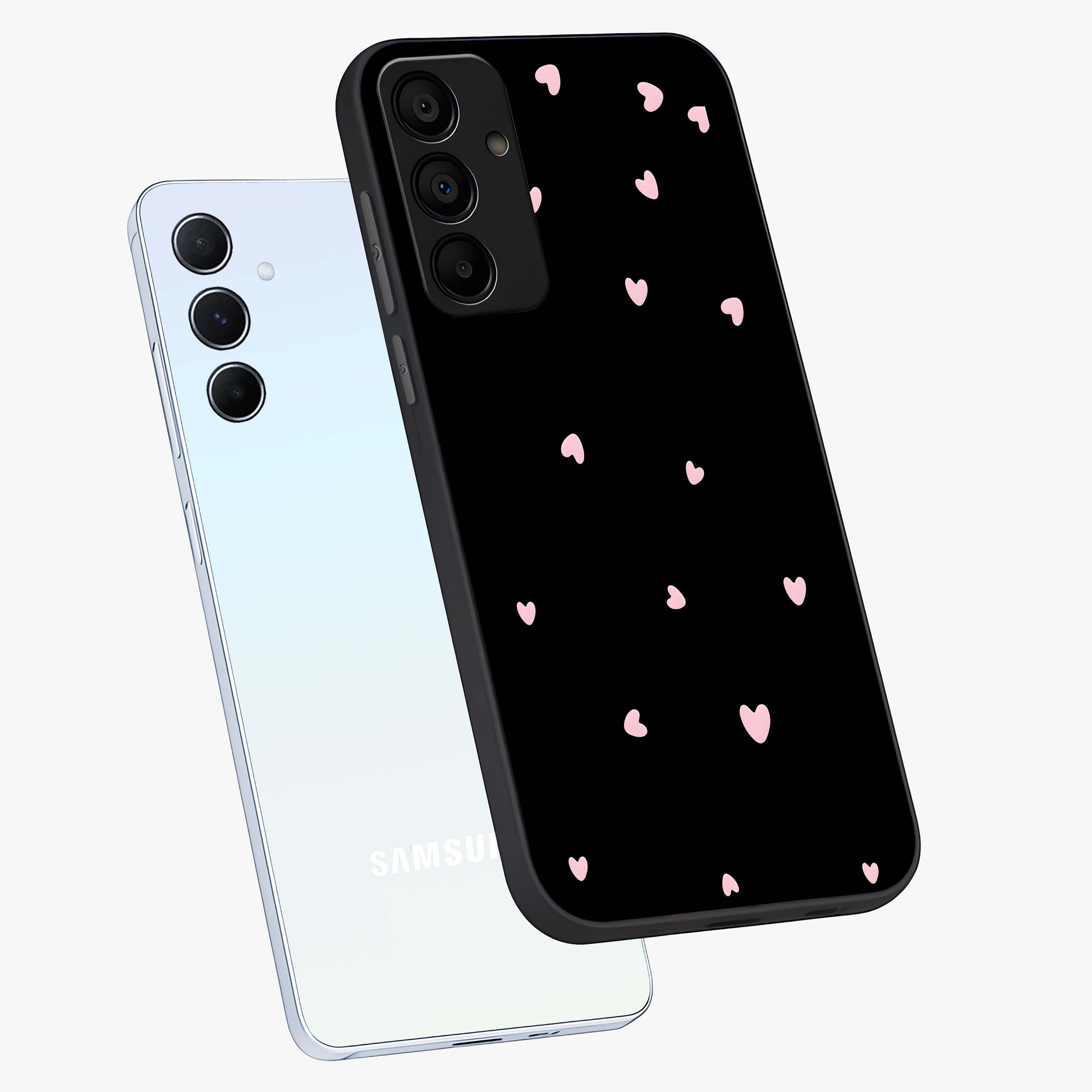 Pink Love Drops Glass Case displayed in angled mockup highlighting cute love drop design with vibrant pink aesthetic.