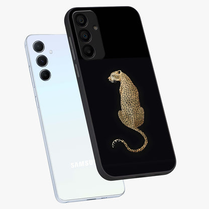 Regal Leopard Glass Case displayed in angled mockup highlighting powerful animal illustration with stylish wild aesthetic.
