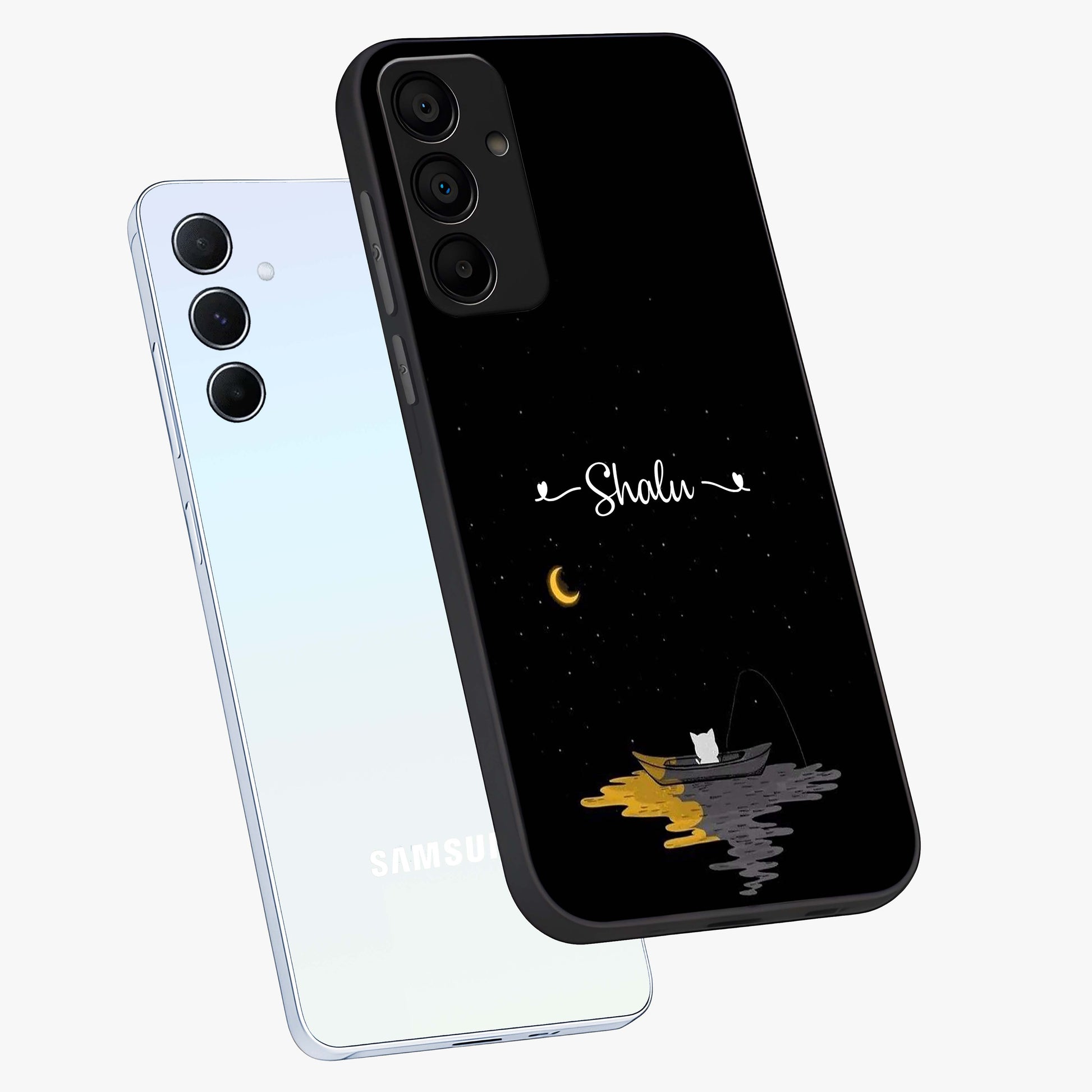 Silent Night Row Glass Case displayed in angled mockup highlighting peaceful evening design with dreamy night aesthetic.