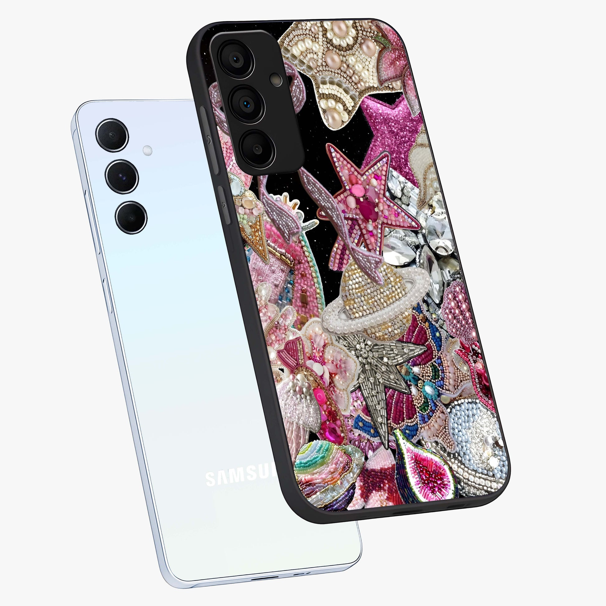 Starlit Jewel Dream Glass Case displayed in angled mockup highlighting glowing celestial jewel design with dreamy aesthetic.