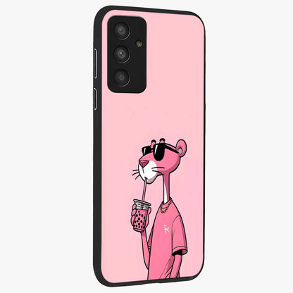Pink Panther Glass Case upright view showcasing fun animated artwork with stylish retro cartoon theme.