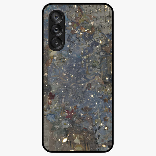Aesthetic Astrolophia Glass Case showing flat back view with dreamy aesthetic design and glossy glass finish.