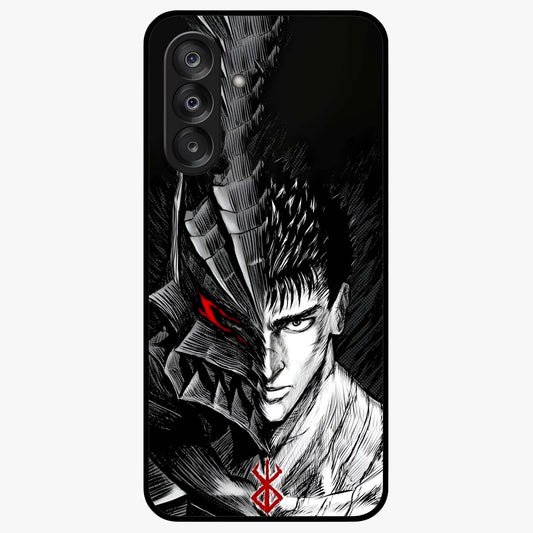 Berserker Blood Oath Glass Case showing flat back view with fierce warrior inspired artwork and glossy glass finish.