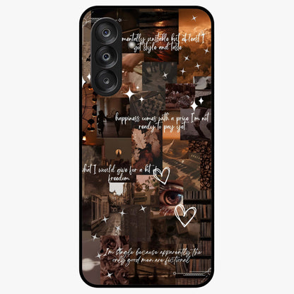 Bittersweet Aesthetic Chaos Glass Case showing flat back view with artistic chaotic aesthetic design and glossy glass finish.