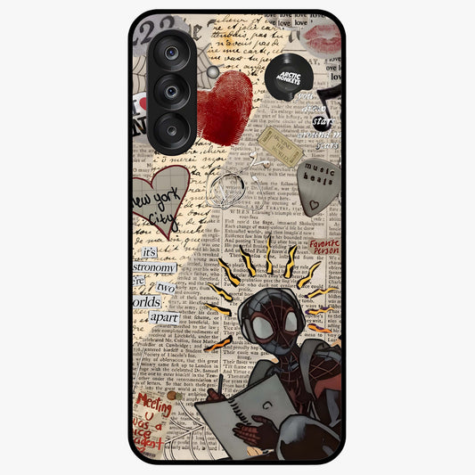 City Dream Sketch Glass Case showing flat back view with artistic city skyline sketch artwork and glossy glass finish.