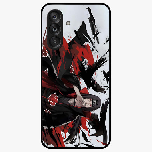 Crimson Crow Illusion Glass Case showing flat back view with artistic crow illusion artwork and glossy glass finish.