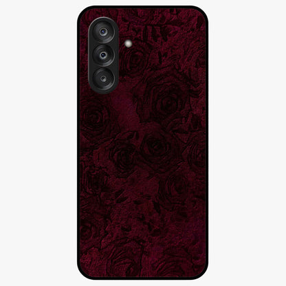 Crimson Fade Flow Glass Case showing flat back view with flowing crimson gradient artwork and glossy glass finish.