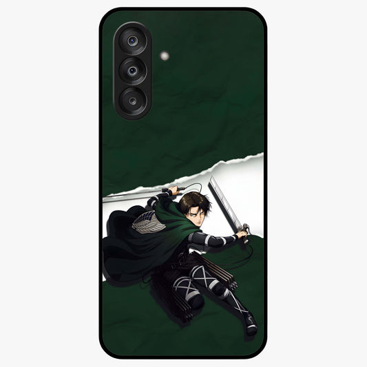 Emerald War Vanguard Glass Case showing flat back view with powerful warrior themed artwork and glossy glass finish.