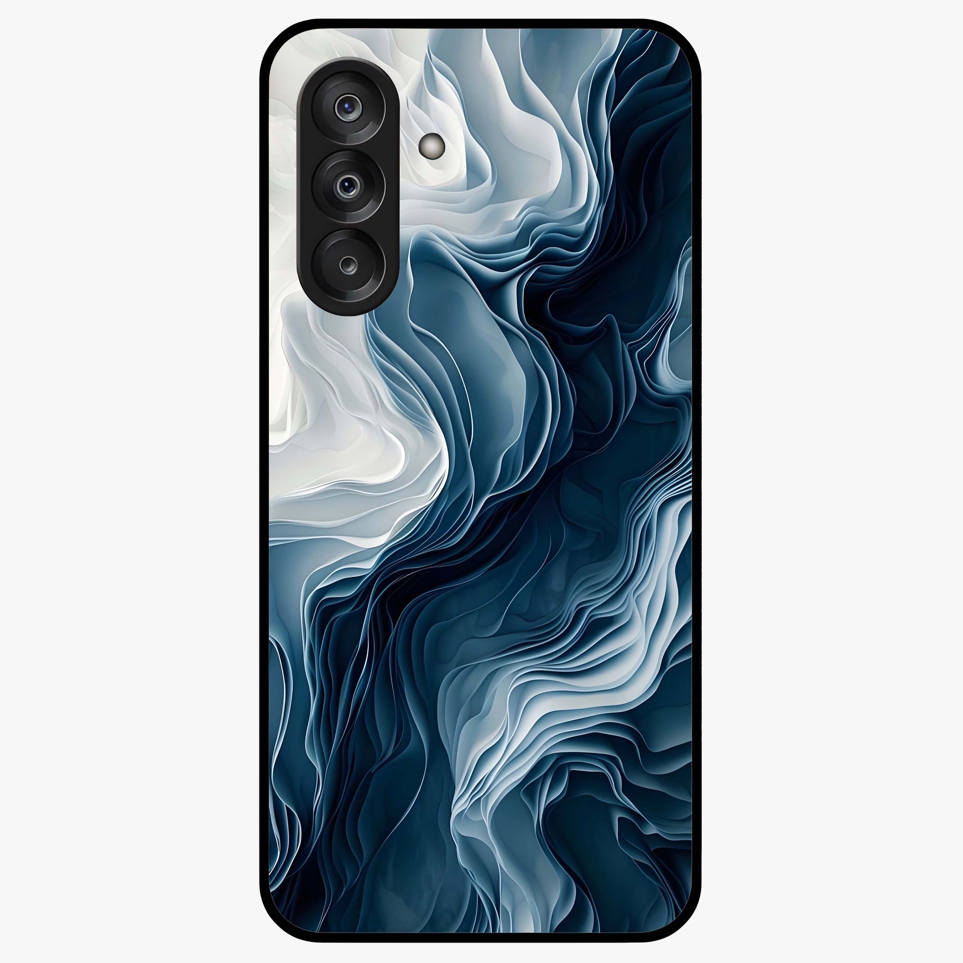 Ethereal Paper Marble Glass Case showing flat back view with soft marble paper texture artwork and glossy glass finish.
