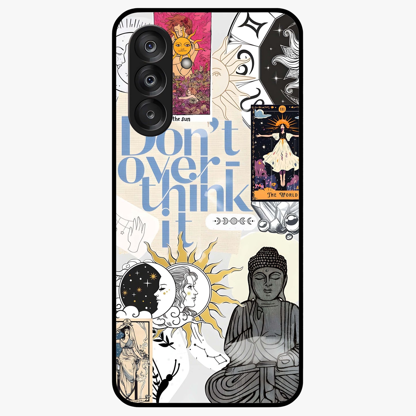 Ethereal Thoughts Glass Case showing flat back view with dreamy artistic artwork and glossy glass finish.