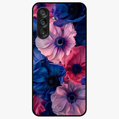 Flower Paper Art Pattern Glass Case showing flat back view with paper cut style floral artwork and glossy glass finish.
