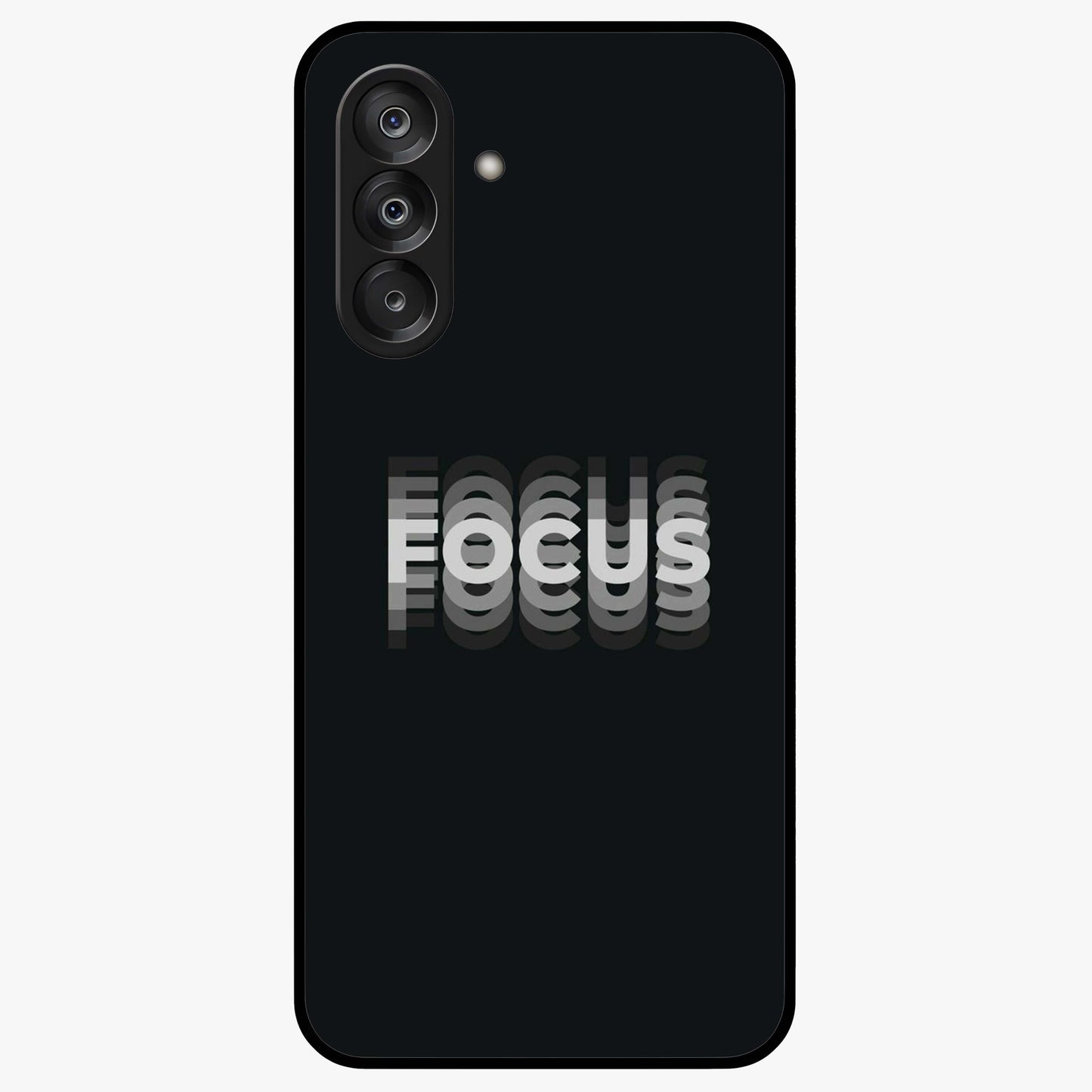 Focused Blade Discipline Glass Case showing flat back view with warrior sword themed artwork and glossy glass finish.