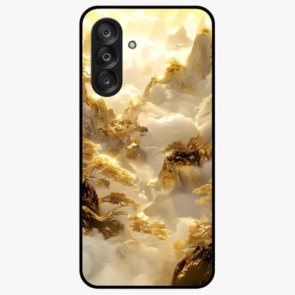 Gates Of Illumination Glass Case showing flat back view with mystical illuminated gate artwork and glossy glass finish.