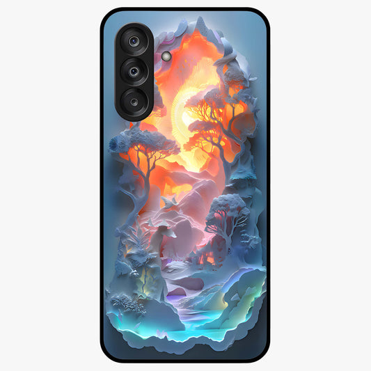 Glow Forest Portal Glass Case showing flat back view with glowing forest portal artwork and glossy glass finish.
