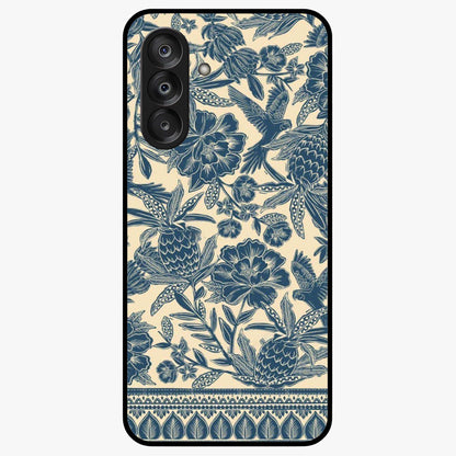 Heirloom Wild Bloom Glass Case showing flat back view with vintage inspired wild flower artwork and glossy glass finish.